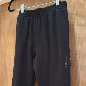 Head Black Sweatpants with Elastic Waistband and Tapered Ankle